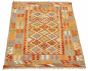 Bordered  Geometric Ivory Area rug 3x5 Turkish Flat-weave 329546