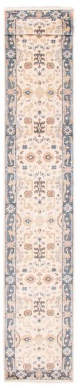 Bordered  Traditional Ivory Runner rug 18-ft-runner Indian Hand-knotted 377776