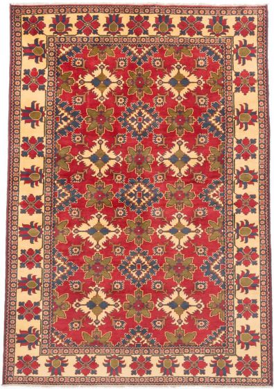 Traditional Red Area rug 6x9 Afghan Hand-knotted 202876