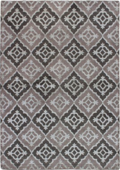 Casual  Contemporary Brown Area rug 5x8 Indian Hand-knotted 272041