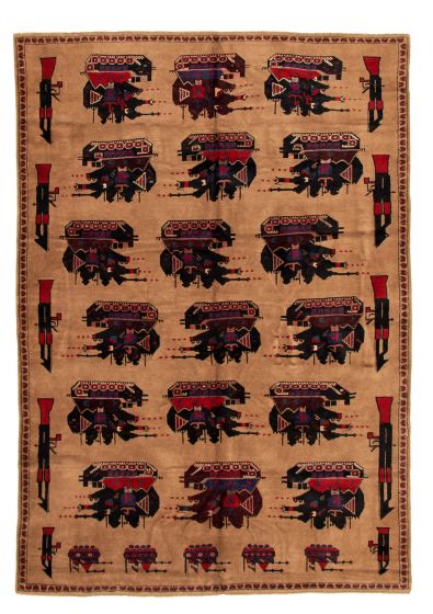 Bordered  Tribal  Area rug 6x9 Afghan Hand-knotted 326613
