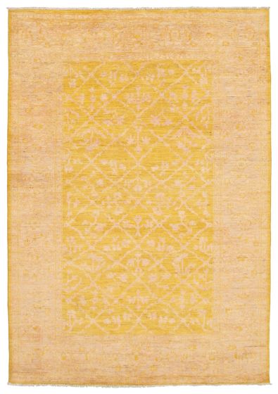 Bordered  Transitional Yellow Area rug 5x8 Pakistani Hand-knotted 339038