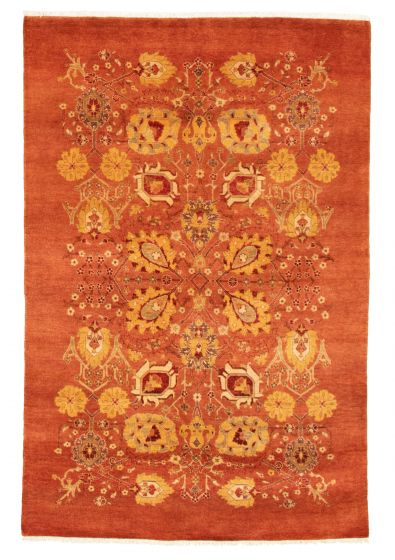 Floral  Transitional Brown Area rug 5x8 Pakistani Hand-knotted 341382