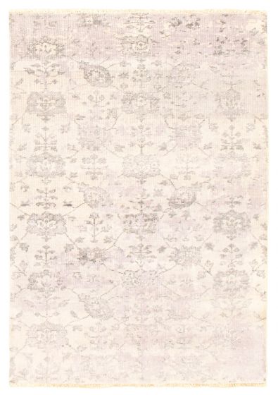 Floral  Transitional Grey Area rug 5x8 Indian Hand-knotted 344249