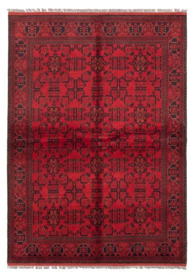 Bordered  Traditional Red Area rug 5x8 Afghan Hand-knotted 360404
