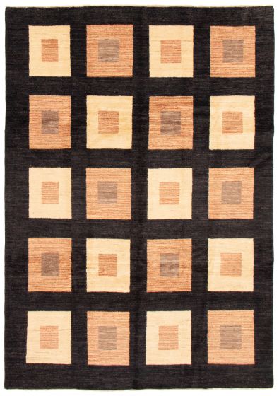 Casual  Transitional Black Area rug 8x10 Pakistani Hand-knotted 362390
