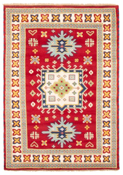 Bordered  Traditional Red Area rug 5x8 Indian Hand-knotted 364326