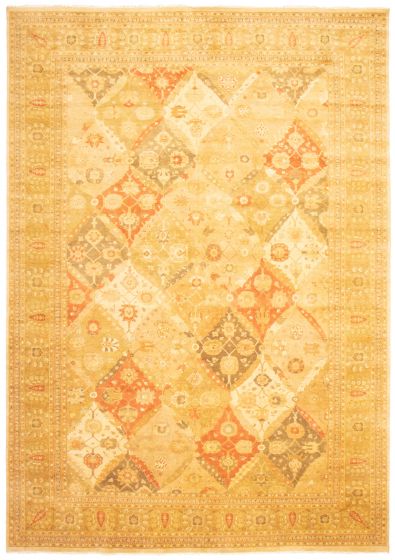 Geometric  Traditional Ivory Area rug Unique Pakistani Hand-knotted 368305