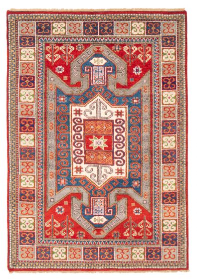 Bordered  Traditional Red Area rug 5x8 Indian Hand-knotted 370534
