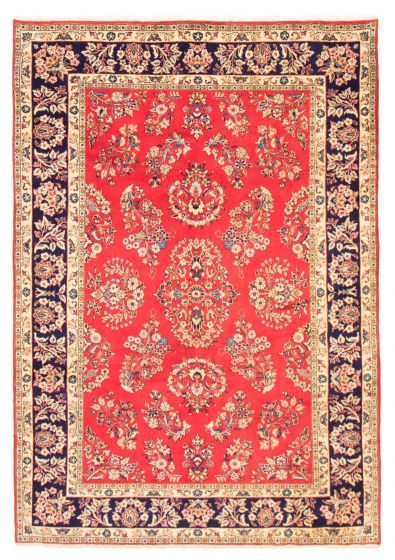 Bordered  Traditional Red Area rug 6x9 Indian Hand-knotted 373141