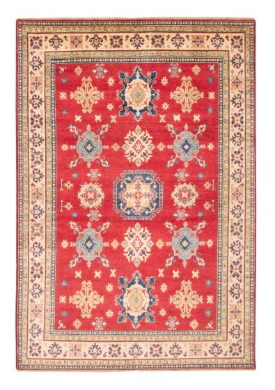 Bordered  Traditional Red Area rug 6x9 Afghan Hand-knotted 376960