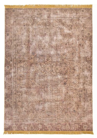 Bordered  Vintage/Distressed Brown Area rug 9x12 Turkish Hand-knotted 378109