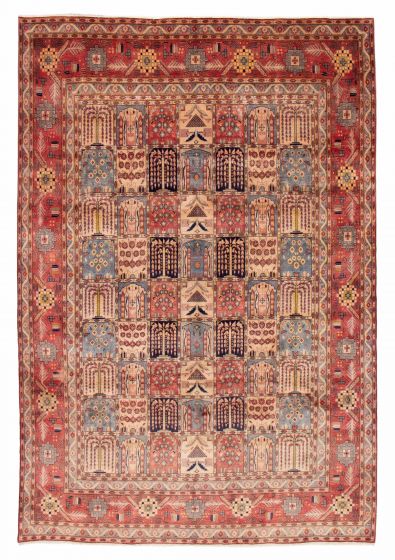 Bordered  Vintage/Distressed Red Area rug 9x12 Turkish Hand-knotted 384923