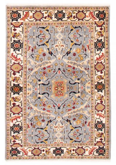 Bordered  Traditional Grey Area rug 3x5 Indian Hand-knotted 386934