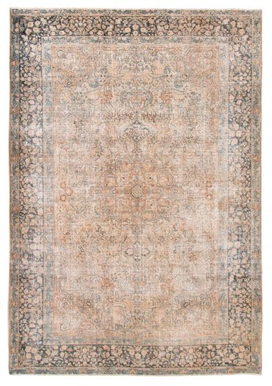 Vintage/Distressed Brown Area rug 8x10 Turkish Hand-knotted 388491