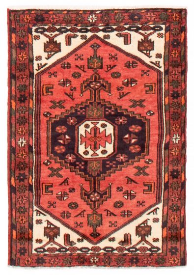 Bordered  Tribal Red Area rug 3x5 Turkish Hand-knotted 389287