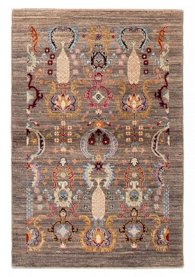 Floral  Transitional Ivory Area rug 3x5 Afghan Hand-knotted 390321