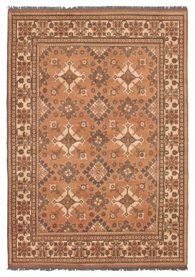 Geometric  Vintage/Distressed Brown Area rug 6x9 Afghan Hand-knotted 392463