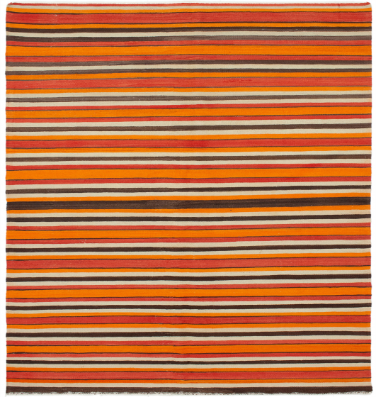 Bohemian  Stripes Orange Area rug 5x8 Turkish Flat-Weave 292872