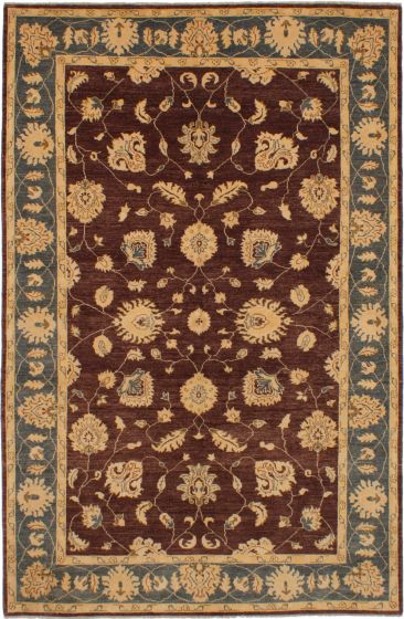 Bordered  Traditional Brown Area rug 5x8 Pakistani Hand-knotted 268687
