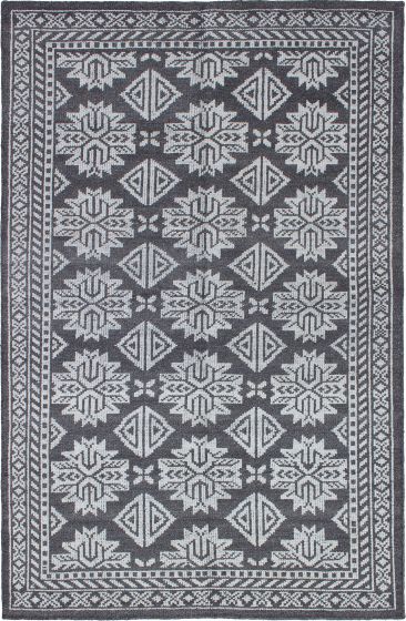 Bordered  Contemporary Grey Area rug 5x8 Indian Hand-knotted 272093
