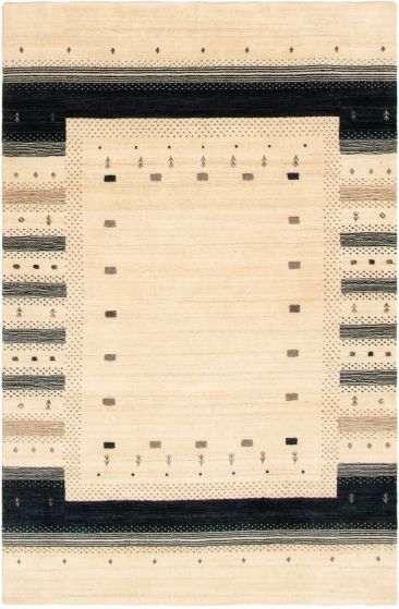 Gabbeh  Tribal Ivory Area rug 6x9 Indian Hand-knotted 285185