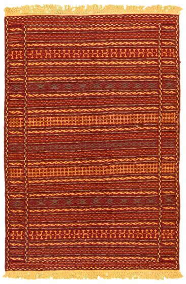 Flat-weaves & Kilims  Tribal Red Area rug 3x5 Turkish Flat-weave 333156