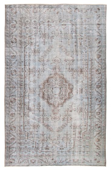 Bordered  Transitional Blue Area rug 5x8 Turkish Hand-knotted 361247