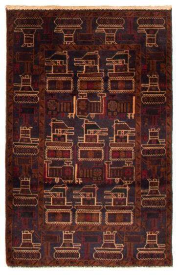 Bordered  Tribal Ivory Area rug 3x5 Afghan Hand-knotted 365746