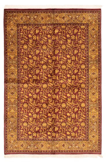 Bordered  Traditional Red Area rug 5x8 Pakistani Hand-knotted 369359