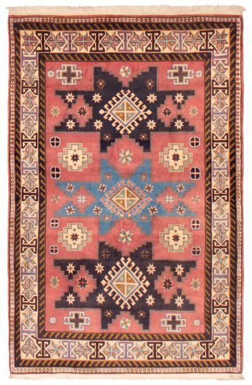 Bordered  Traditional Pink Area rug 3x5 Persian Hand-knotted 373338