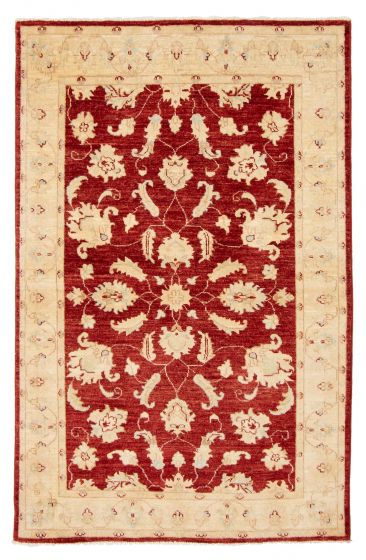 Bordered  Traditional Red Area rug 3x5 Pakistani Hand-knotted 376071