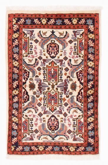 Bordered  Traditional Ivory Area rug 3x5 Persian Hand-knotted 382625