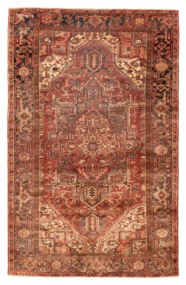 Geometric  Traditional Brown Rectangle Unique Turkish Hand-knotted 413320