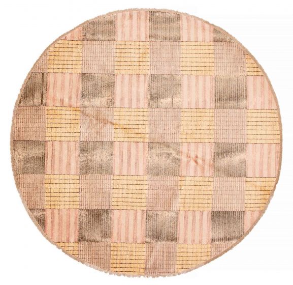 Transitional Brown Area rug Round Pakistani Hand-knotted 379824