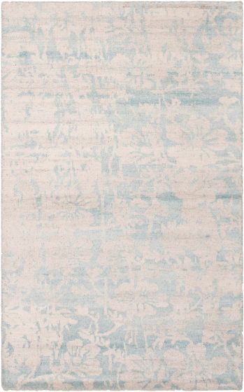 Casual  Floral Blue Area rug 5x8 Indian Hand-knotted 307602