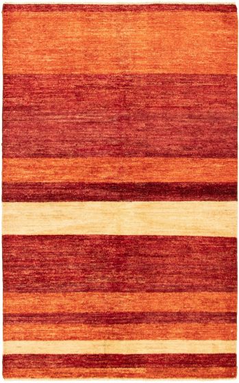 Stripes  Transitional Red Area rug 3x5 Pakistani Hand-knotted 318483