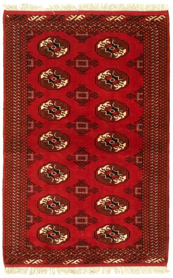 Bordered  Tribal Red Area rug 4x6 Afghan Hand-knotted 333179