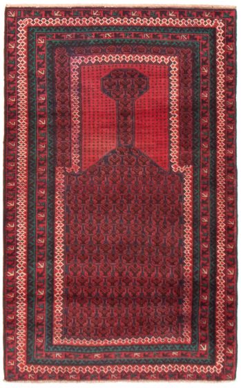 Bordered  Tribal Red Area rug 3x5 Afghan Hand-knotted 358360