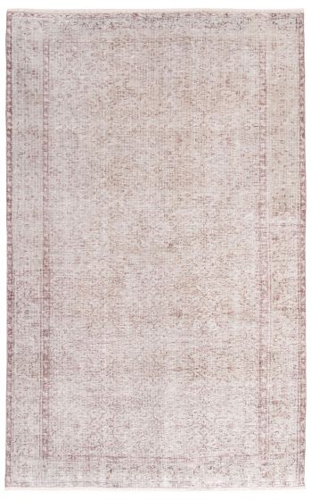 Bordered  Traditional Ivory Area rug 5x8 Turkish Hand-knotted 362374