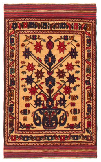 Bordered  Tribal Brown Area rug 3x5 Afghan Hand-knotted 365706
