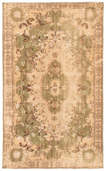 Traditional  Vintage Green Area rug 5x8 Turkish Hand-knotted 366750