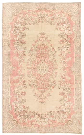 Bordered  Vintage/Distressed Yellow Area rug Unique Turkish Hand-knotted 372337