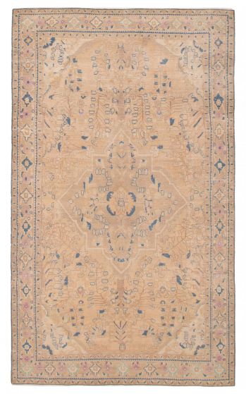 Vintage/Distressed Ivory Area rug Unique Turkish Hand-knotted 392475