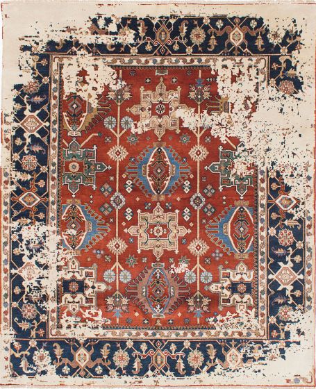 Bohemian  Transitional Brown Area rug 6x9 Indian Hand-knotted 221651