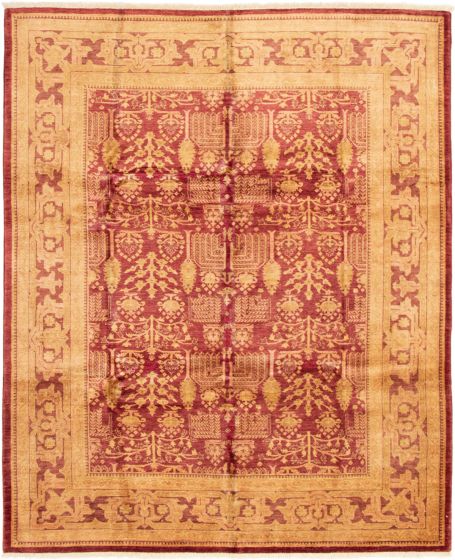Bordered  Traditional Red Area rug 6x9 Pakistani Hand-knotted 298444