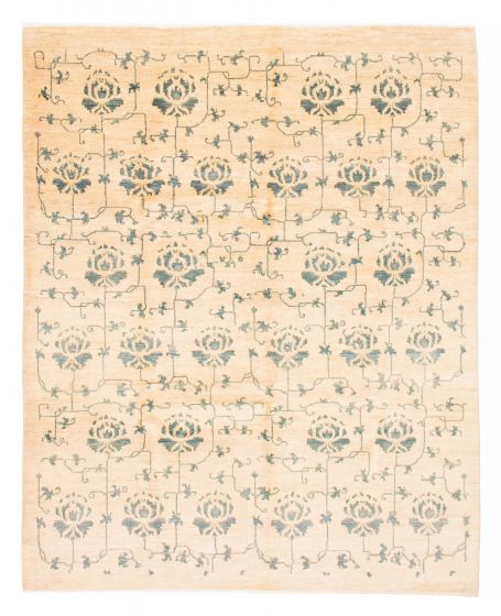 Transitional Ivory Area rug 6x9 Pakistani Hand-knotted 379175