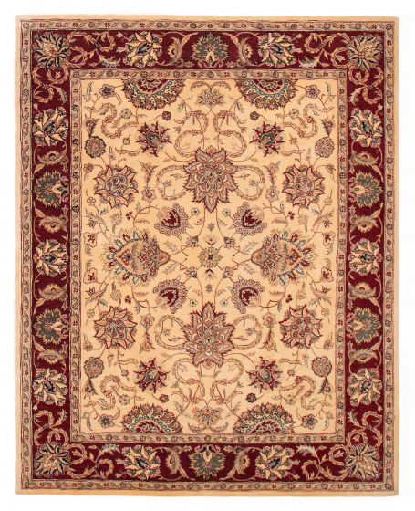 Bordered  Traditional Ivory Area rug 6x9 Chinese Hand Tufted 392035