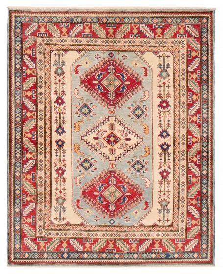 Bordered  Transitional Blue Area rug 4x6 Afghan Hand-knotted 392670