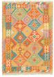Bordered  Geometric Brown Area rug 3x5 Turkish Flat-weave 329439